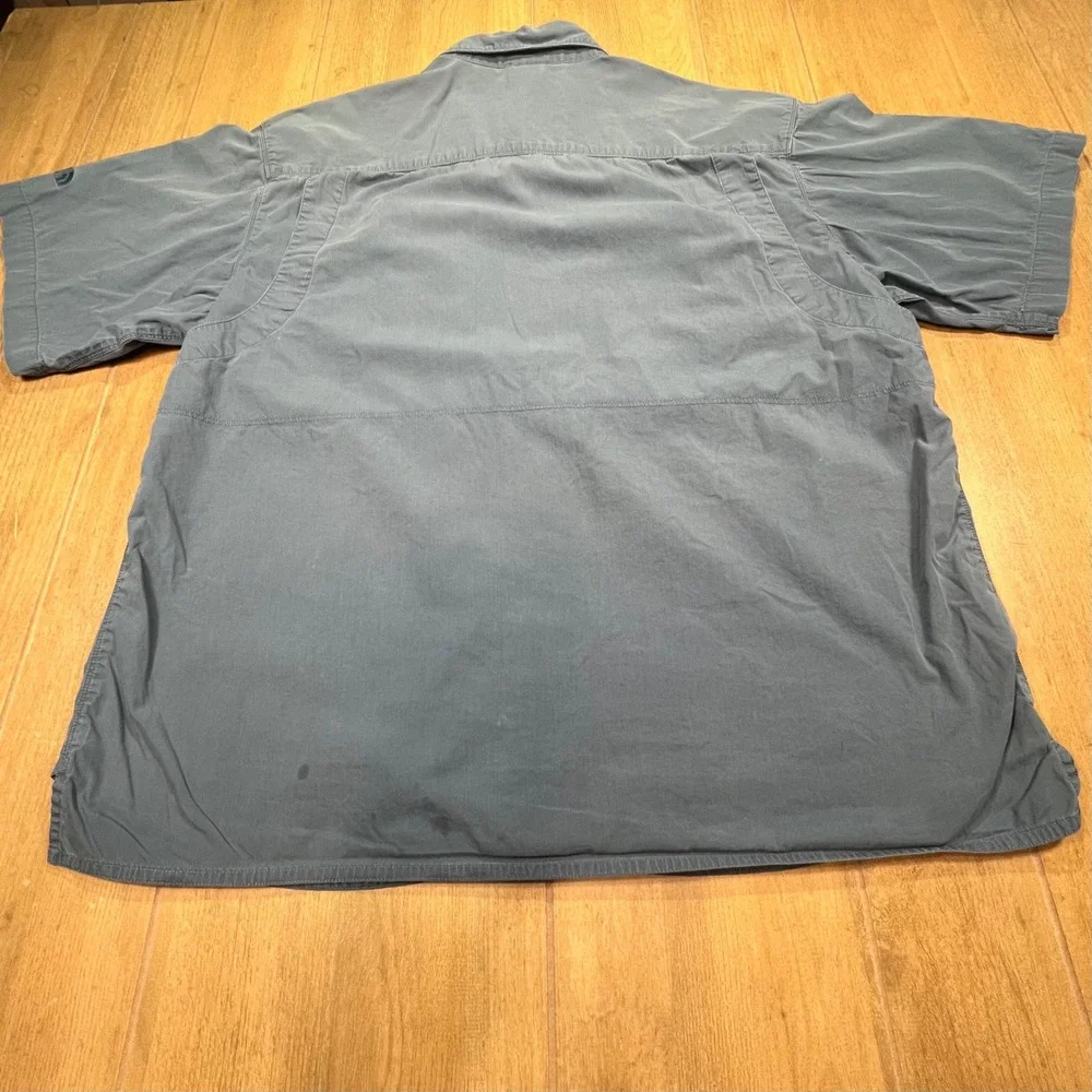 The North Face Mens Blue Short Sleeve Button Down Utility Hiking Shirt L vintage